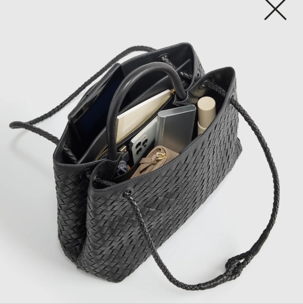 Quince Italian Leather Handwoven Satchel - Picture 2 of 7